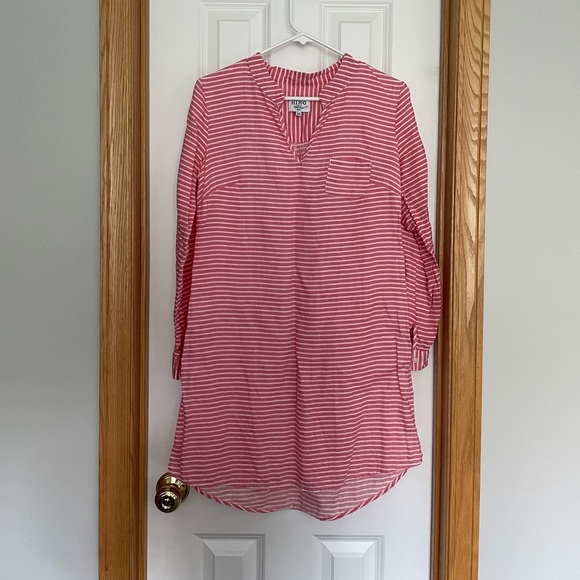 HIHO 100% Linen Dress Pink White Stripe Size XS - Picture 1 of 8
